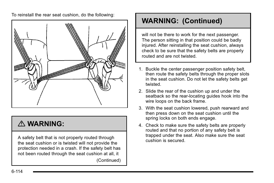 Warning, Warning: (continued) | Buick 2010 Lucerne User Manual | Page 416 / 474