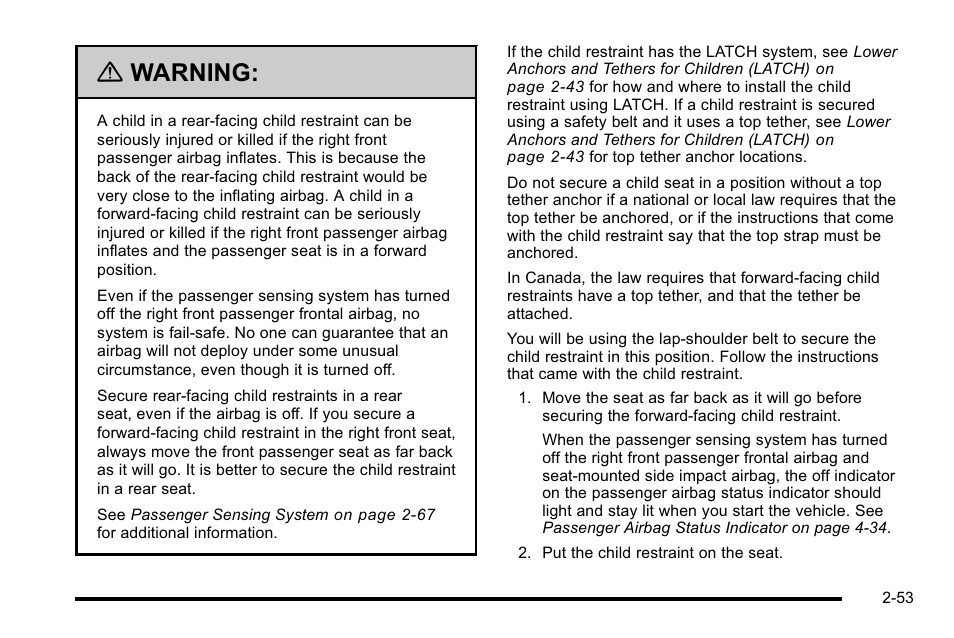 Warning | Buick 2010 Lucerne User Manual | Page 85 / 474