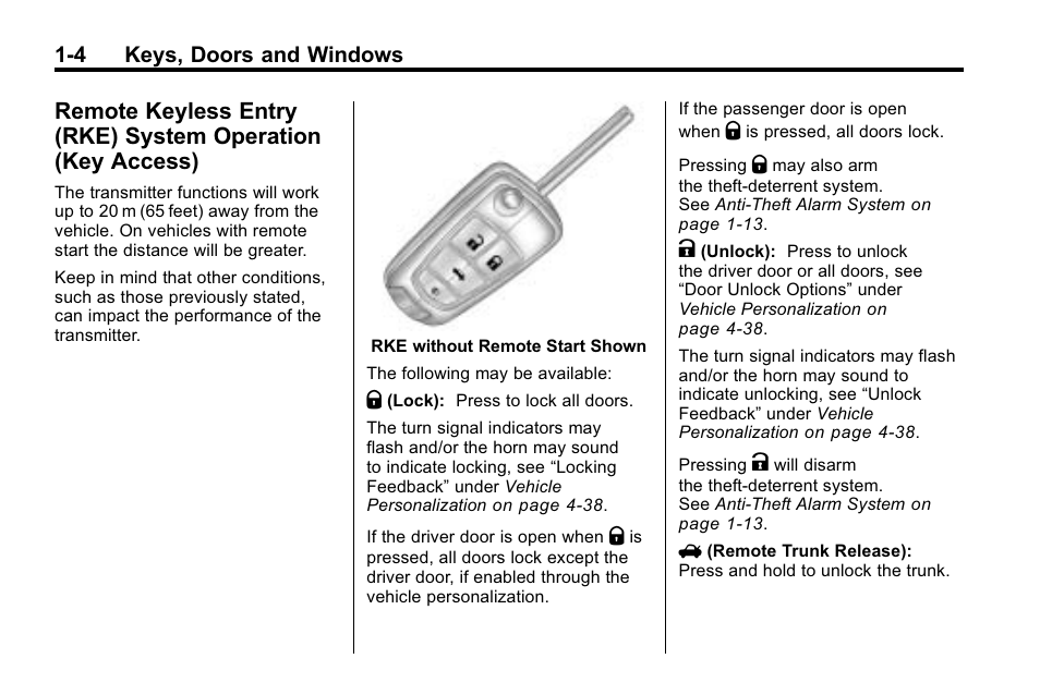 Remote keyless entry (rke), System operation (key access) -4, Heated | Buick 2010 Lacrosse User Manual | Page 10 / 418