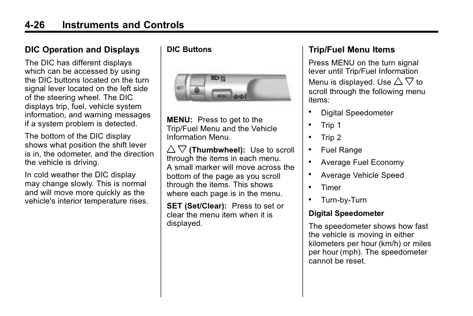 26 instruments and controls | Buick 2010 Lacrosse User Manual | Page 112 / 418