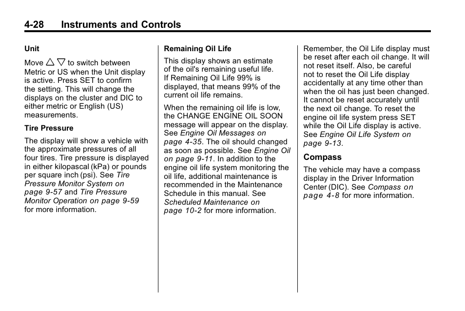 28 instruments and controls | Buick 2010 Lacrosse User Manual | Page 114 / 418