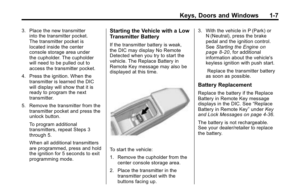 Keys, doors and windows 1-7 | Buick 2010 Lacrosse User Manual | Page 13 / 418