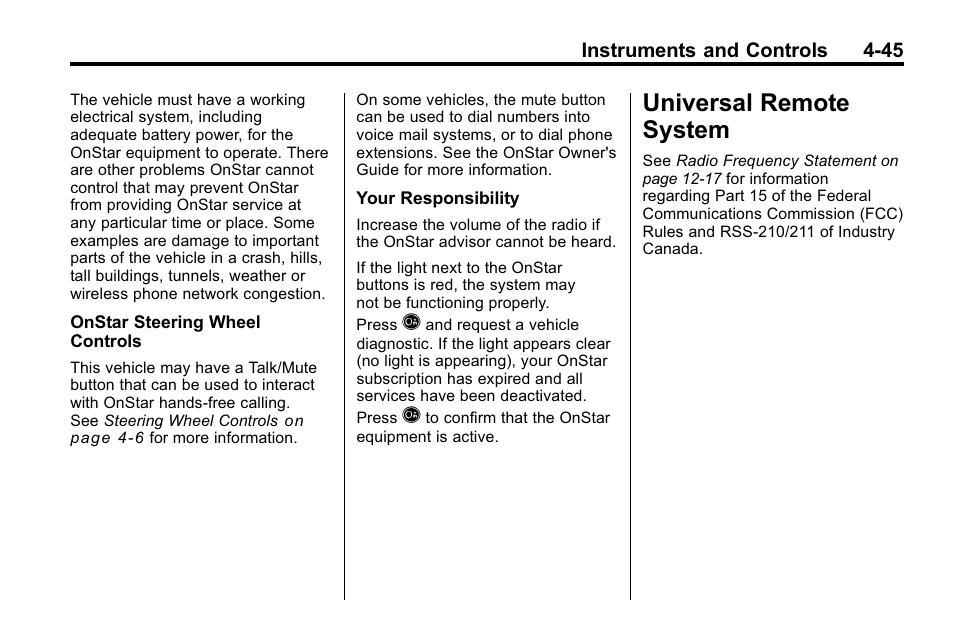 Universal remote system, Universal remote system -45, Remote system -45 | Buick 2010 Lacrosse User Manual | Page 131 / 418