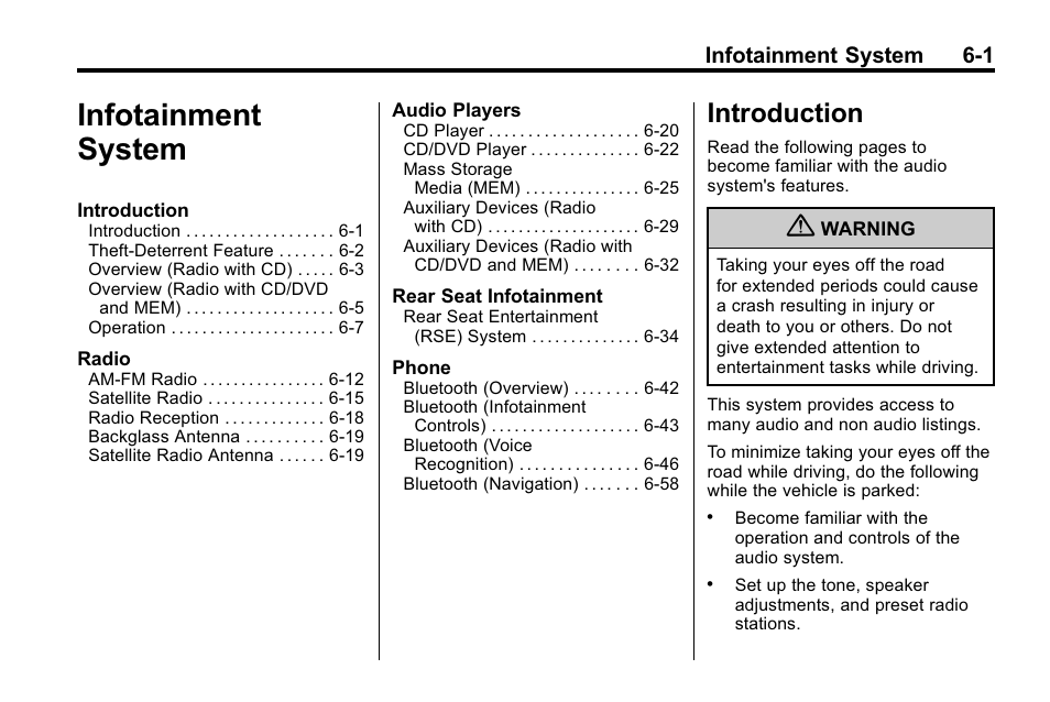 Infotainment system, Introduction, Infotainment system -1 | Introduction -1, Conversions and add-ons, Infotainment system 6-1 | Buick 2010 Lacrosse User Manual | Page 145 / 418