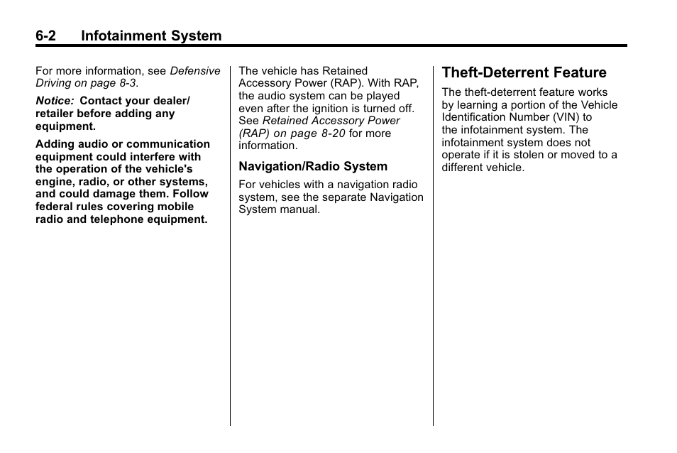Theft-deterrent feature, Theft-deterrent feature -2 | Buick 2010 Lacrosse User Manual | Page 146 / 418
