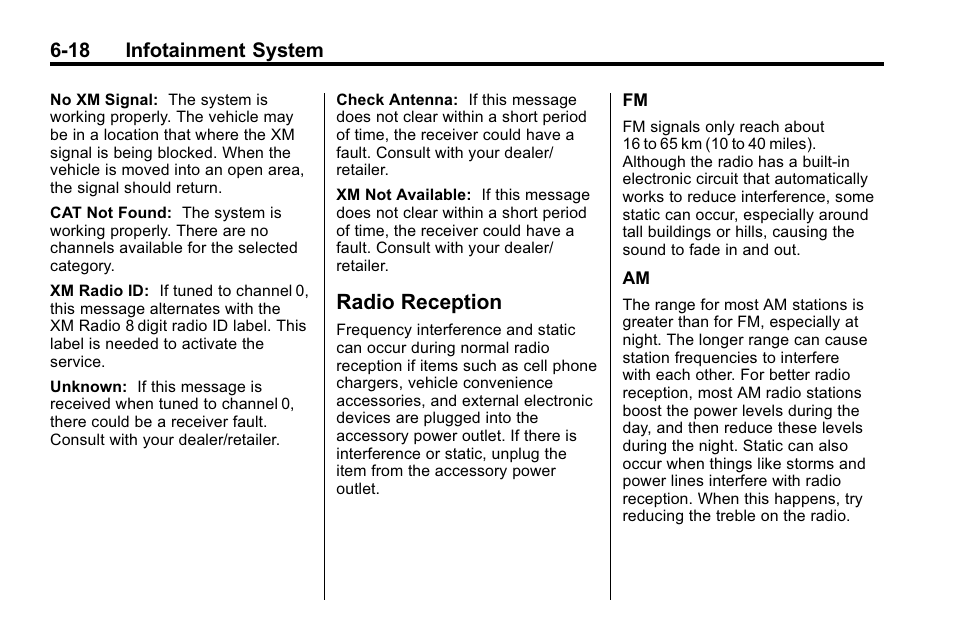 Radio reception, Radio reception -18, Controls) | 18 infotainment system | Buick 2010 Lacrosse User Manual | Page 162 / 418