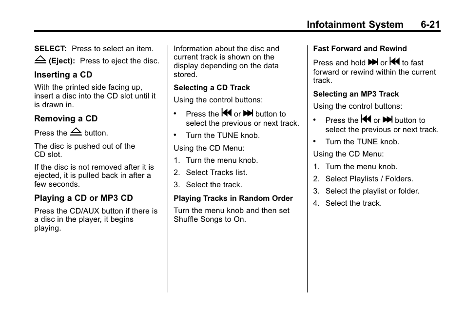Infotainment system 6-21 | Buick 2010 Lacrosse User Manual | Page 165 / 418