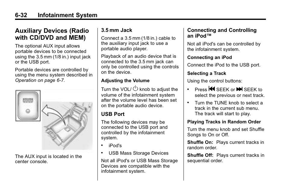 Auxiliary devices (radio with cd/dvd and mem), Auxiliary devices (radio with, Cd/dvd and mem) -32 | Taking, 32 infotainment system | Buick 2010 Lacrosse User Manual | Page 176 / 418