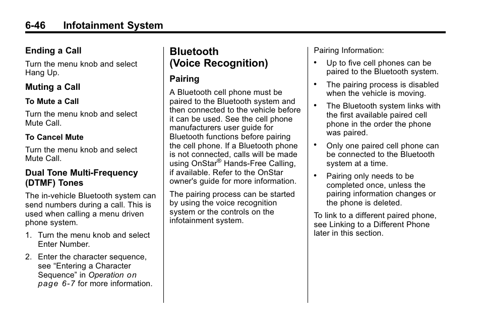 Bluetooth (voice recognition), Bluetooth (voice, Recognition) -46 | Road while driving, do the, 46 infotainment system | Buick 2010 Lacrosse User Manual | Page 190 / 418