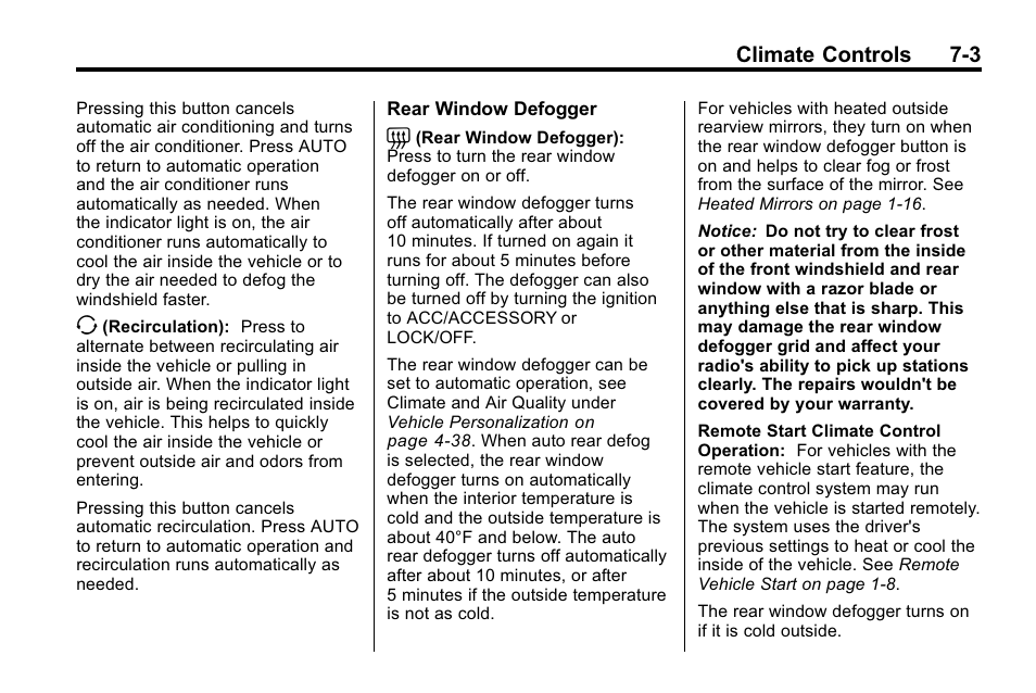 Climate controls 7-3 | Buick 2010 Lacrosse User Manual | Page 213 / 418