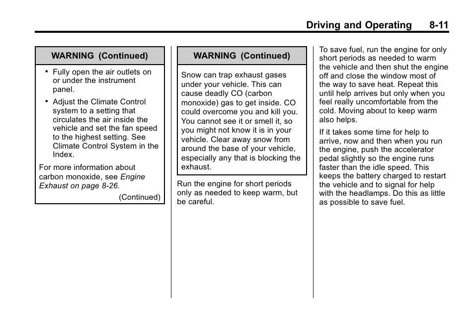 Driving and operating 8-11 | Buick 2010 Lacrosse User Manual | Page 231 / 418