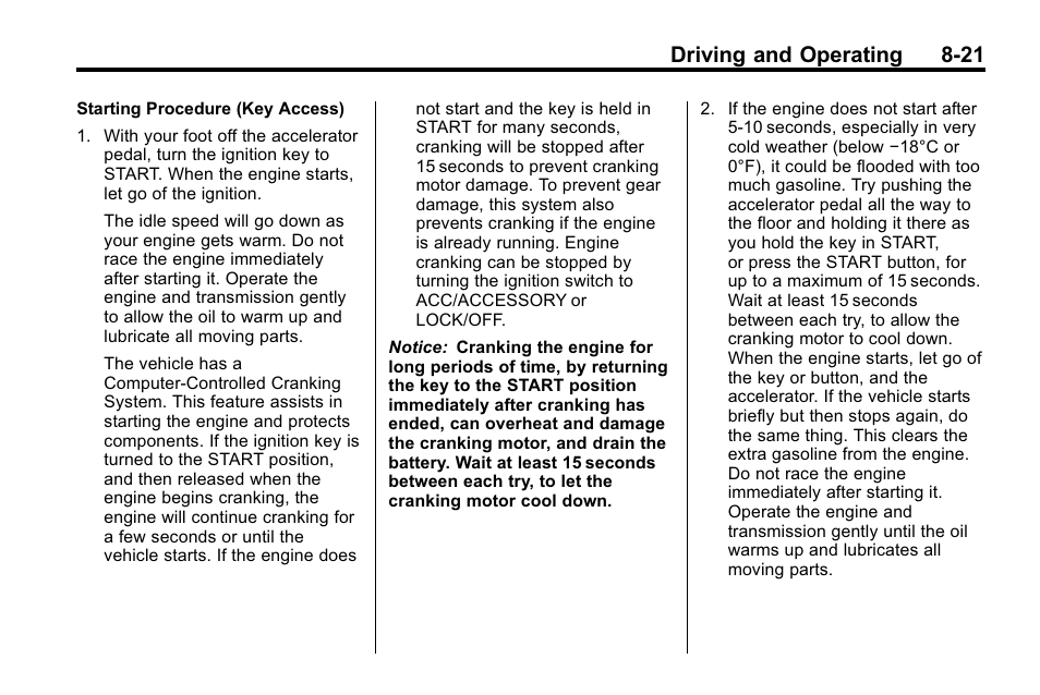 Driving and operating 8-21 | Buick 2010 Lacrosse User Manual | Page 241 / 418