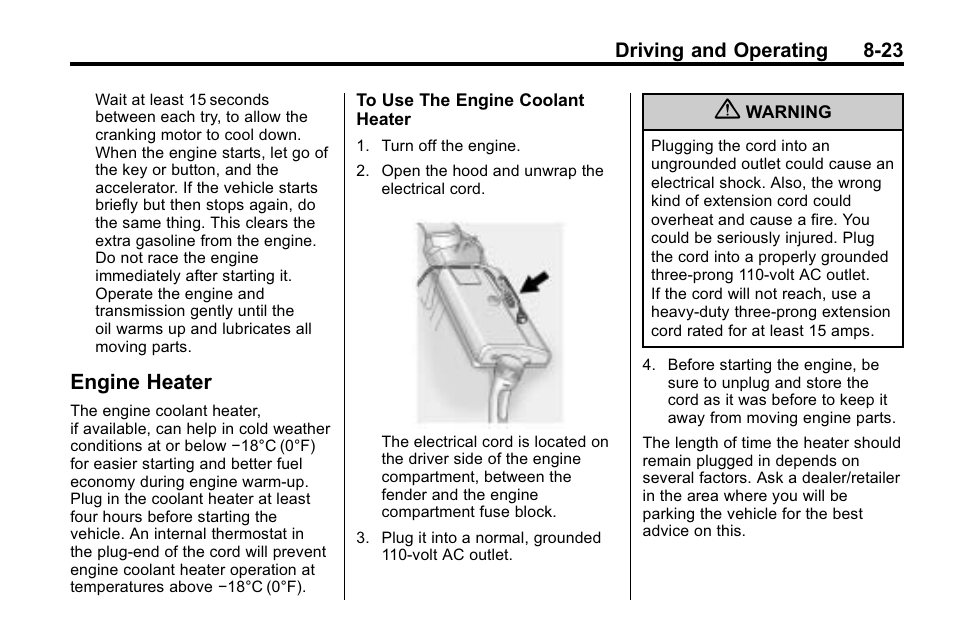 Engine heater, Engine heater -23 | Buick 2010 Lacrosse User Manual | Page 243 / 418