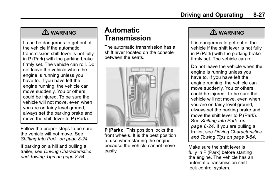 Automatic transmission, Automatic transmission -27, Automatic | Transmission -27 | Buick 2010 Lacrosse User Manual | Page 247 / 418