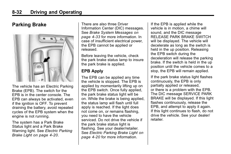 Parking brake, Parking brake -32 | Buick 2010 Lacrosse User Manual | Page 252 / 418