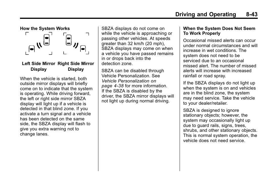 Driving and operating 8-43 | Buick 2010 Lacrosse User Manual | Page 263 / 418