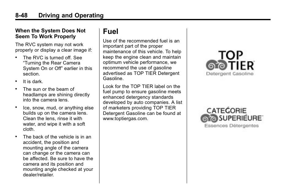 Fuel, Fuel -48, 48 driving and operating | Buick 2010 Lacrosse User Manual | Page 268 / 418