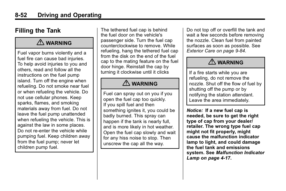 Filling the tank, Filling the tank -52 | Buick 2010 Lacrosse User Manual | Page 272 / 418