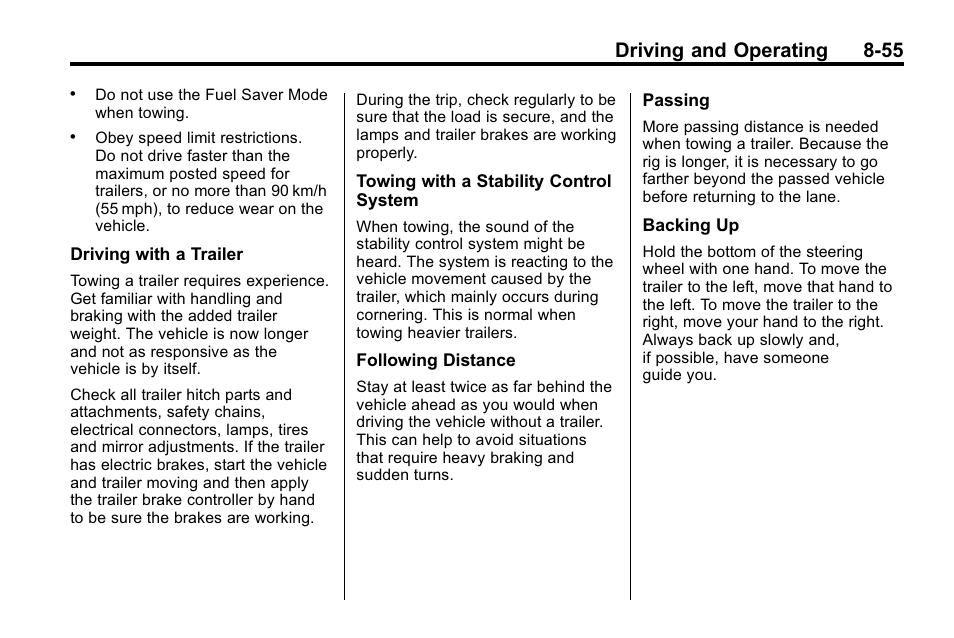 Driving and operating 8-55 | Buick 2010 Lacrosse User Manual | Page 275 / 418