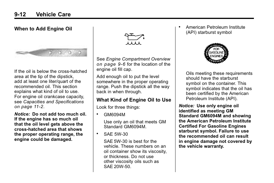 12 vehicle care | Buick 2010 Lacrosse User Manual | Page 292 / 418