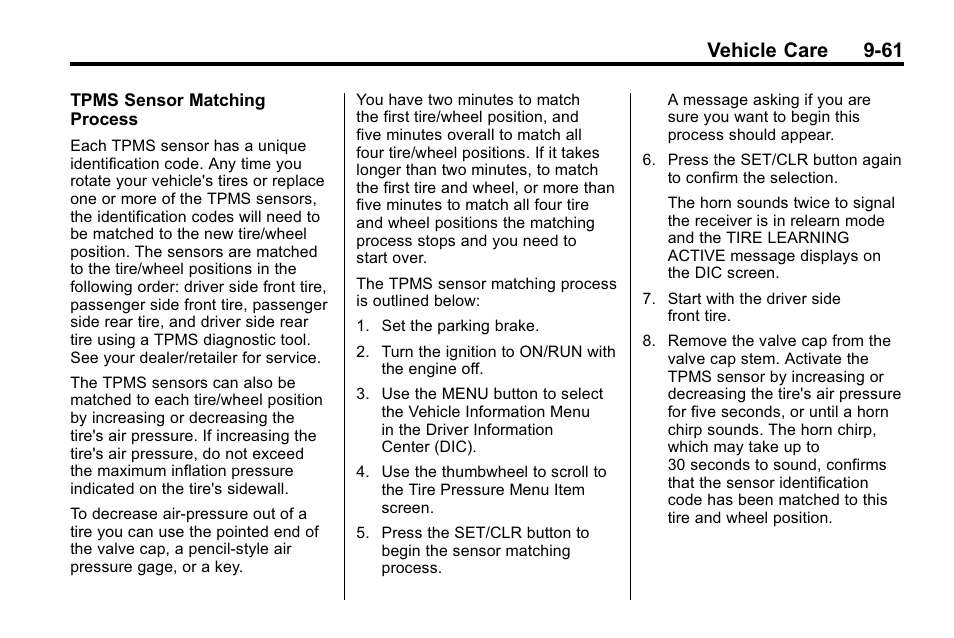 Vehicle care 9-61 | Buick 2010 Lacrosse User Manual | Page 341 / 418