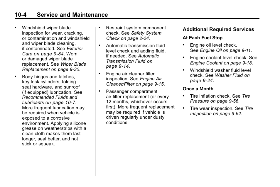 4 service and maintenance, Additional required services | Buick 2010 Lacrosse User Manual | Page 376 / 418