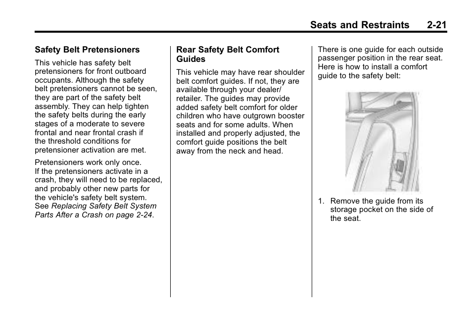 Seats and restraints 2-21 | Buick 2010 Lacrosse User Manual | Page 47 / 418