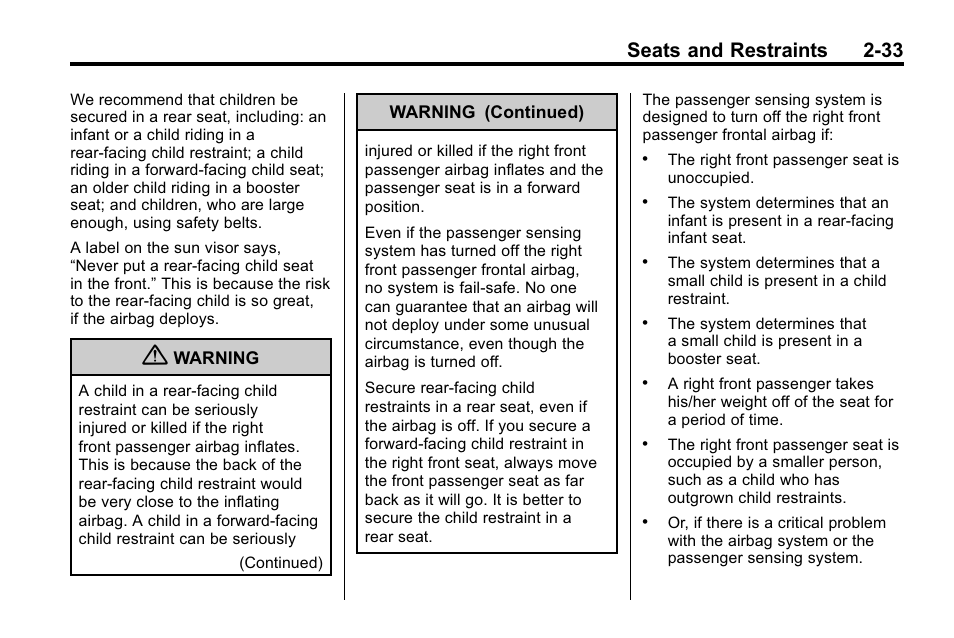 Seats and restraints 2-33 | Buick 2010 Lacrosse User Manual | Page 59 / 418