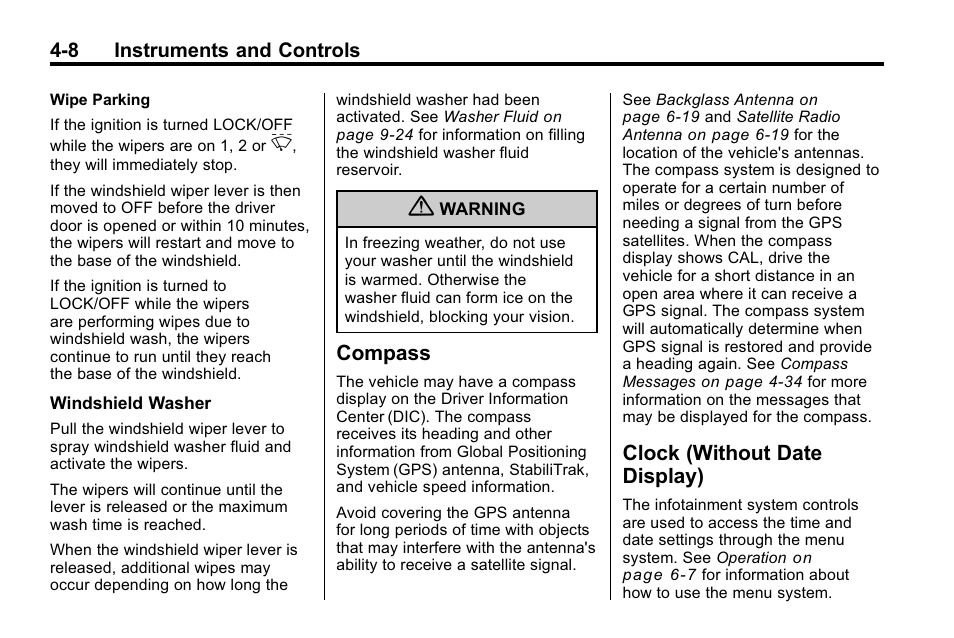 Compass, Clock (without date display), Compass -8 clock (without date | Display) -8, Malfunction | Buick 2010 Lacrosse User Manual | Page 94 / 418