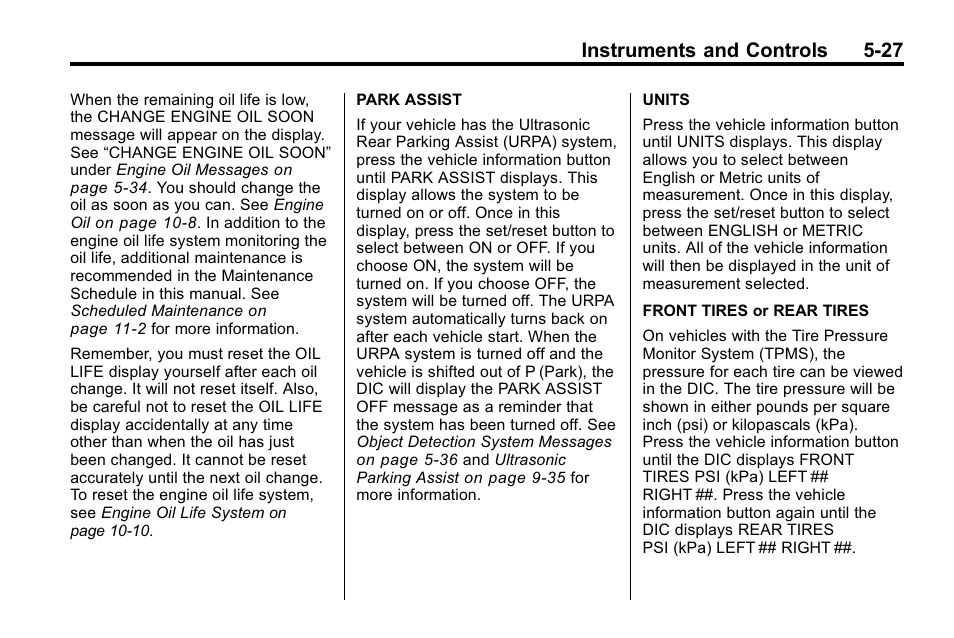 Instruments and controls 5-27 | Buick 2010 Enclave User Manual | Page 145 / 440