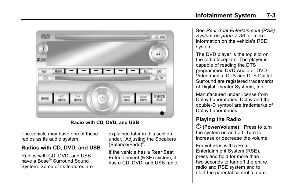Infotainment system 7-3 | Buick 2010 Enclave User Manual | Page 181 / 440