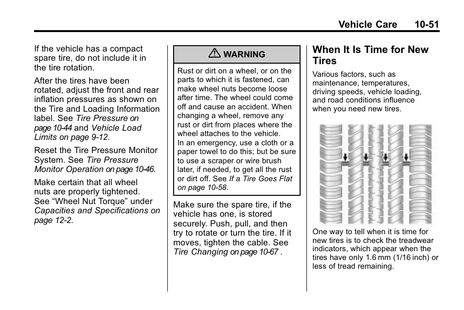 When it is time for new tires, When it is time for new, Tires -51 | Buick 2010 Enclave User Manual | Page 353 / 440