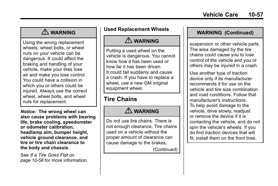 Tire chains, Tire chains -57 | Buick 2010 Enclave User Manual | Page 359 / 440