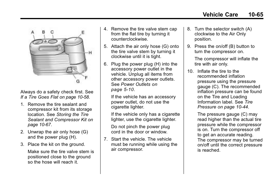 Vehicle care 10-65 | Buick 2010 Enclave User Manual | Page 367 / 440