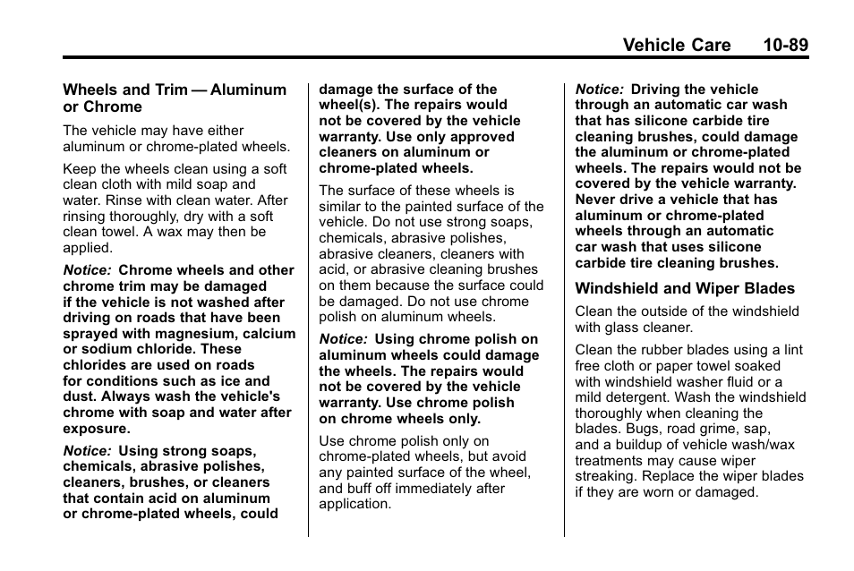 Vehicle care 10-89 | Buick 2010 Enclave User Manual | Page 391 / 440