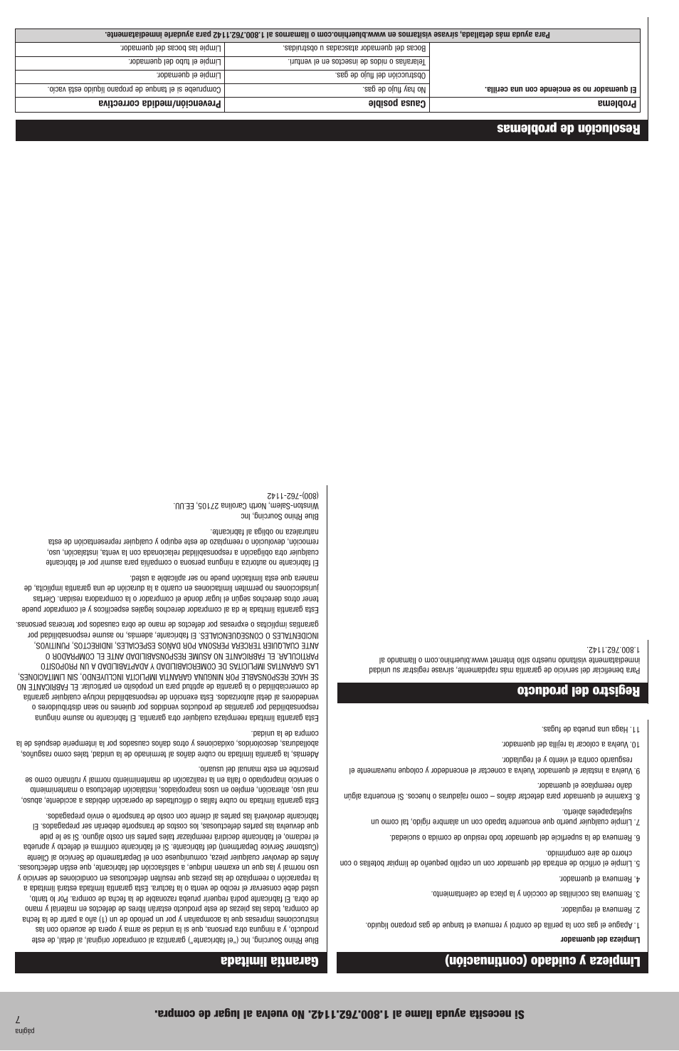 Registro del producto, Garantía limitada | Blue Rhino GLL800W User Manual | Page 10 / 16