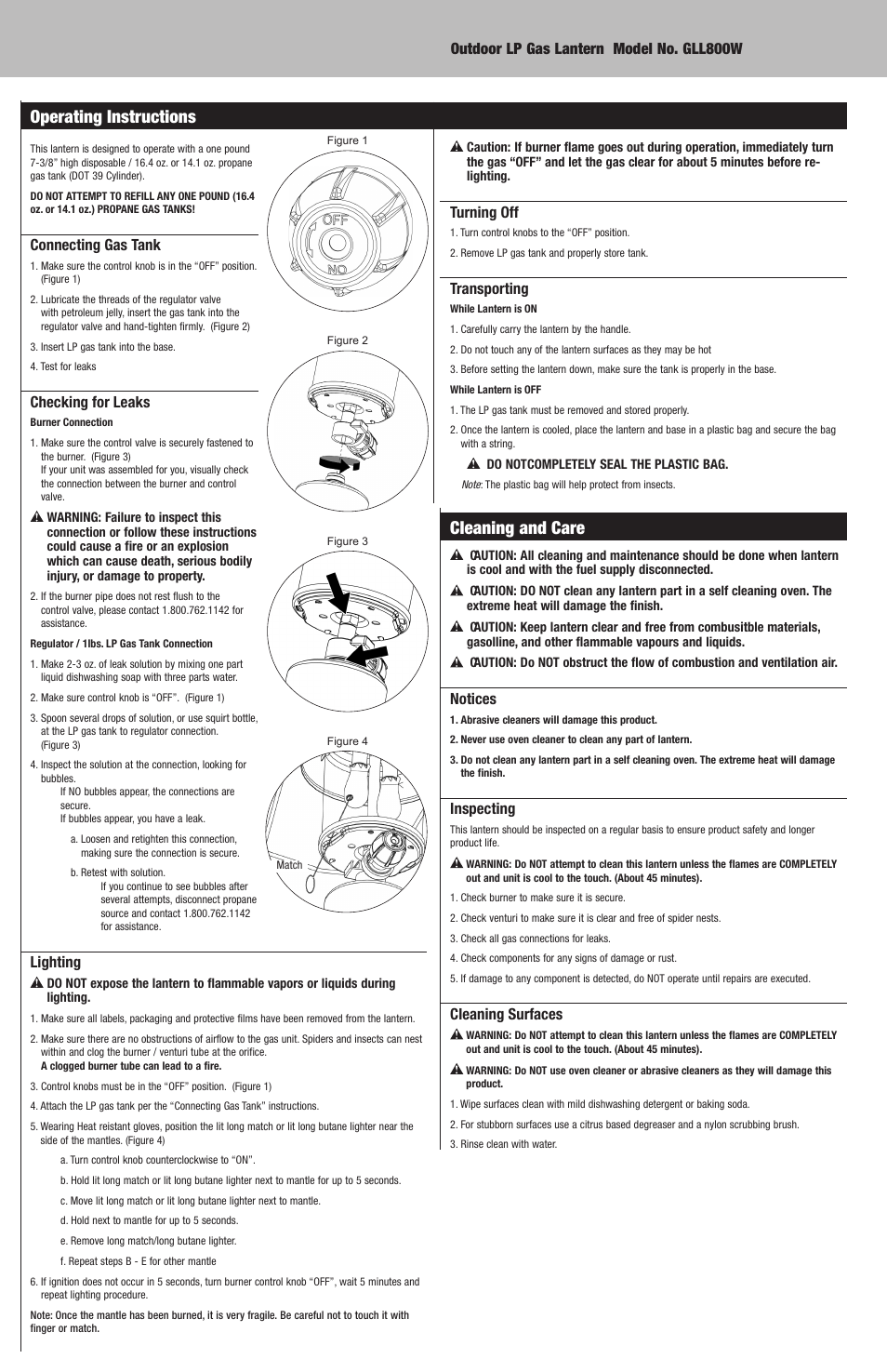 Operating instructions, Cleaning and care | Blue Rhino GLL800W User Manual | Page 6 / 16