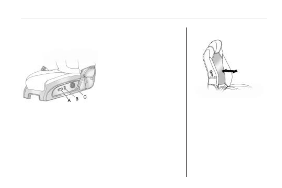 Front seats, Power seats, Manual lumbar | Power seats -3 manual lumbar -3 | Buick 2009 Enclave User Manual | Page 7 / 410