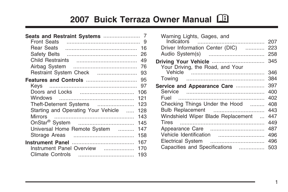 Buick 2007 Terraza User Manual | 562 pages