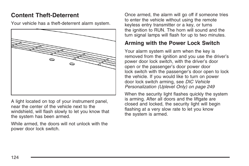 Content theft-deterrent | Buick 2007 Terraza User Manual | Page 124 / 562