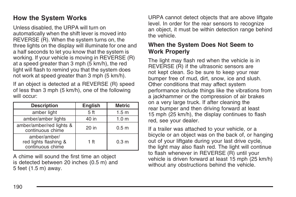 How the system works | Buick 2007 Terraza User Manual | Page 190 / 562