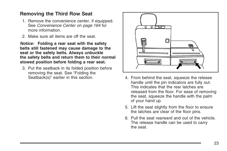 Removing the third row seat | Buick 2007 Terraza User Manual | Page 23 / 562