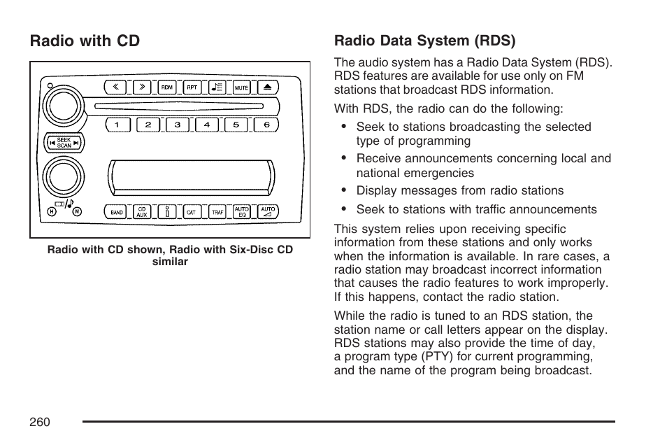 Radio with cd | Buick 2007 Terraza User Manual | Page 260 / 562