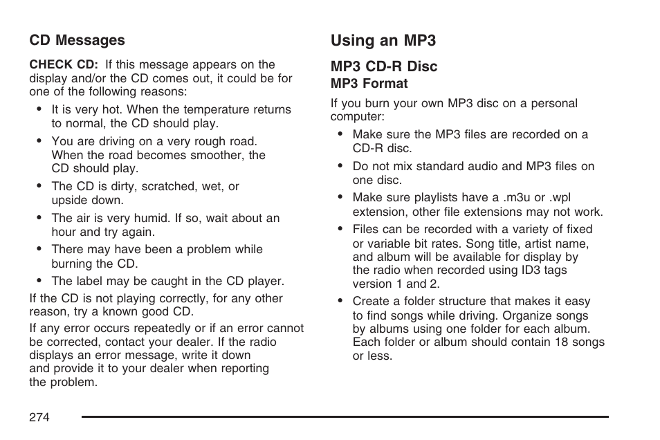 Using an mp3 | Buick 2007 Terraza User Manual | Page 274 / 562