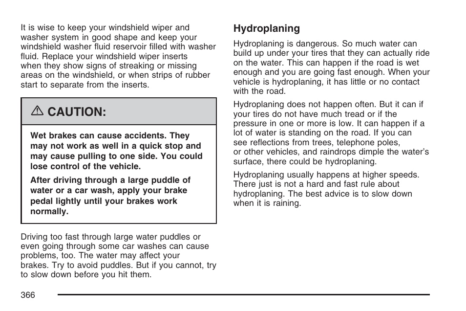 Caution | Buick 2007 Terraza User Manual | Page 366 / 562