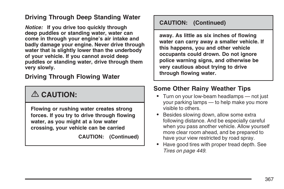 Caution | Buick 2007 Terraza User Manual | Page 367 / 562