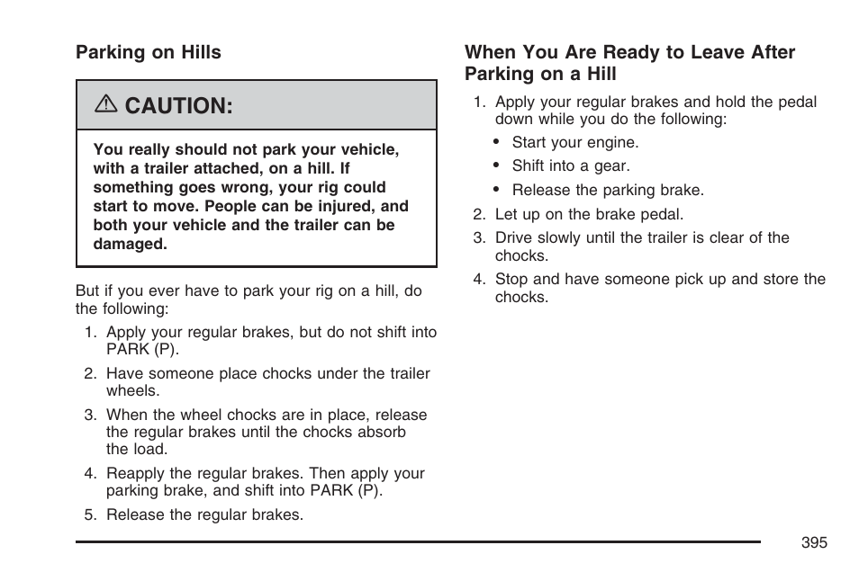 Caution | Buick 2007 Terraza User Manual | Page 395 / 562