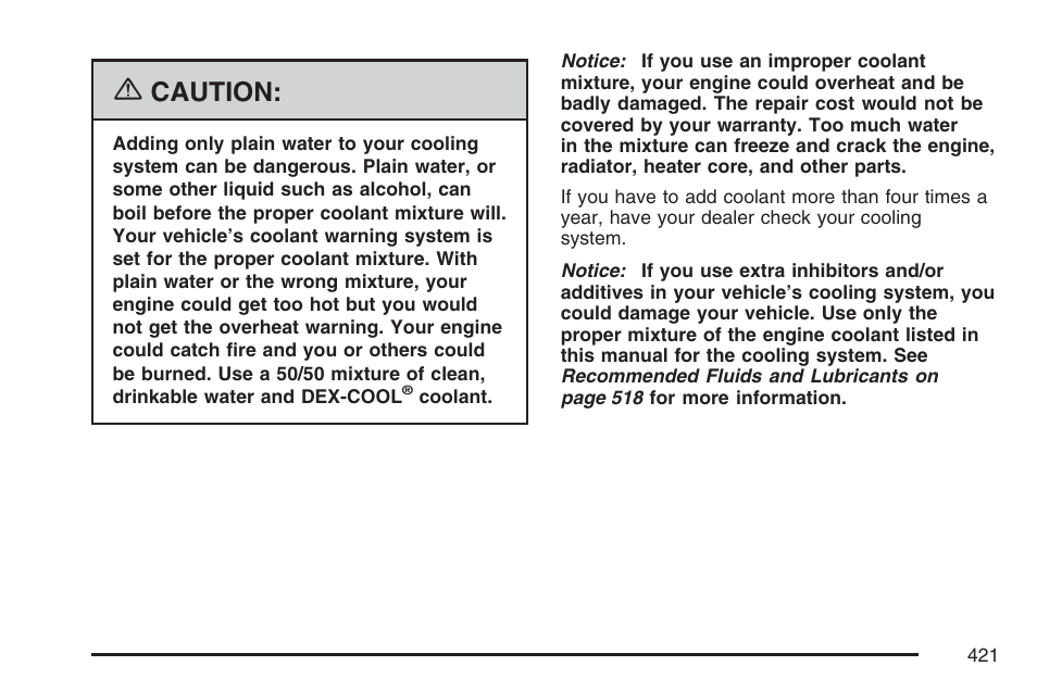 Caution | Buick 2007 Terraza User Manual | Page 421 / 562