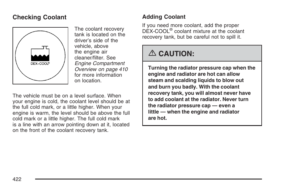 Caution | Buick 2007 Terraza User Manual | Page 422 / 562