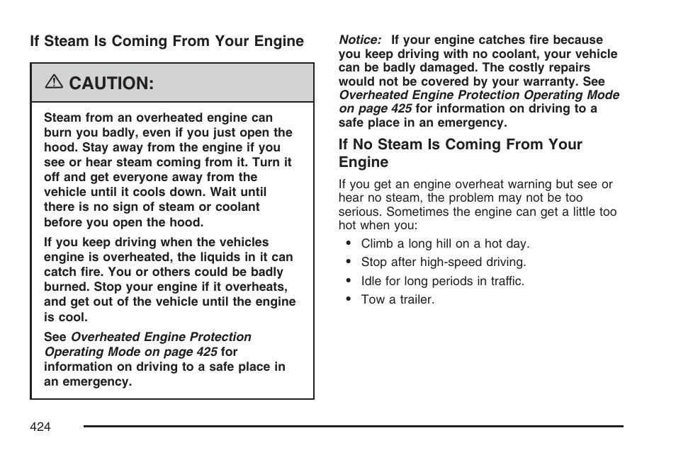 Caution | Buick 2007 Terraza User Manual | Page 424 / 562